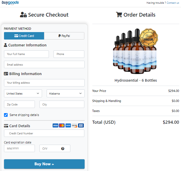 Hydrossential Order Page